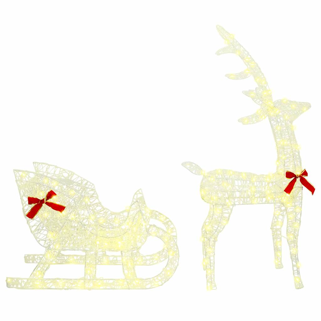 Reindeer Pull Sleigh Warm white 70 x 26 x 128.5 cm Acrylic